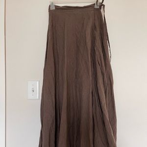 notPERFECTLINEN long linen wrap skirt GODA in chocolate